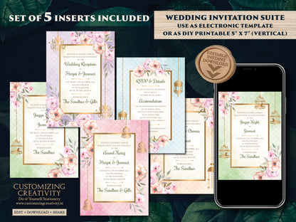 Sikh Wedding Invitations as Indian Wedding cards Floral, Anand Karaj Wedding invites Sikh & Sikh invitations Indian, Anand Karaj invitations
