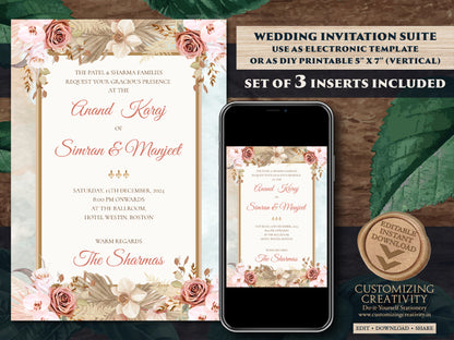 Anand Karaj cards & Sikh invitations, Anand Karaj invites as Sikh Invites, Punjabi invitations as Punjabi invites Anand Karaj invitations