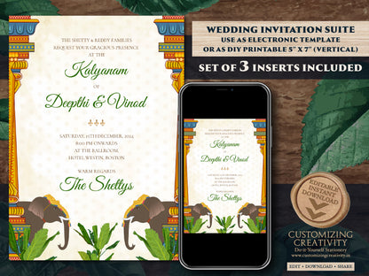 Tamil Wedding cards & Tamil wedding invitation, South Indian Wedding invitation as Tamil Wedding invite, South Indian Wedding cards Telugu