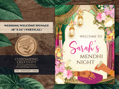 Mehndi welcome signs as Mehndi decor, Mehndi posters & Mehendi Welcome Sign, Mehndi sign as Mehendi signs, Mendhi welcome sign Mendhi sign