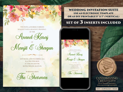 Punjabi invitations Sikh wedding cards, Anand Karaj invitations & Sikh wedding invitations, Punjabi wedding cards as Anand Karaj invites