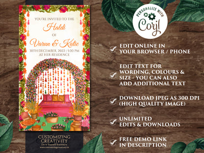 Holud invites as Pithi cards, Haldi invite card as Pithi invitations, Haldi invitations & Pithi Invites, Gaye Holud invitation as Haldi card