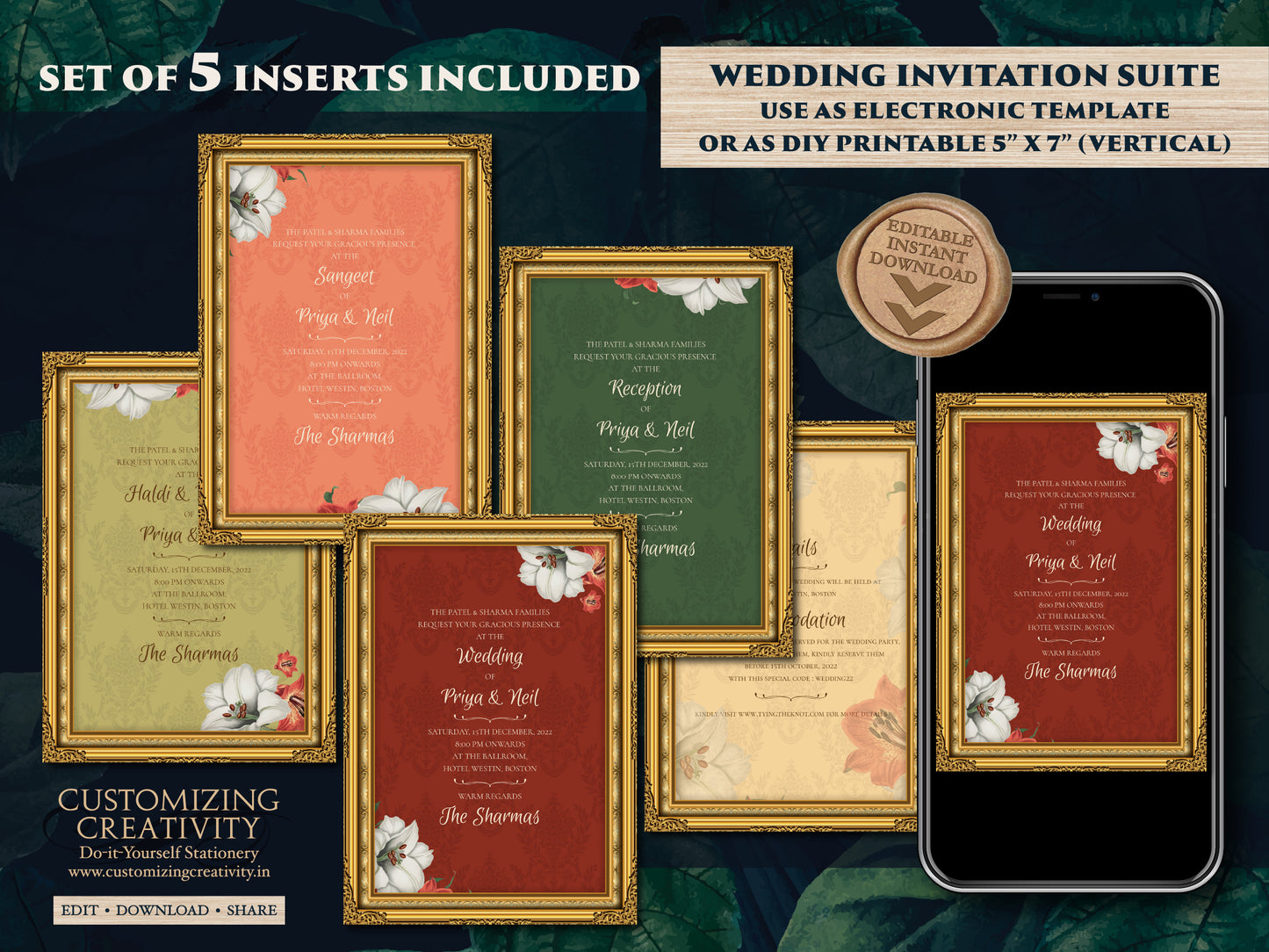 Indian wedding card & Digital Indian Invitations, Indian Wedding invites as Desi Wedding card Indian invites, Hindu invitations Electronic