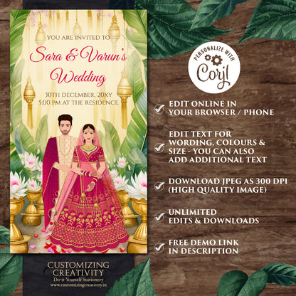 Indian wedding card Digital Hindu Wedding invite, Indian invitation & Indian wedding invite as Hindu Wedding cards Indian Wedding invitation