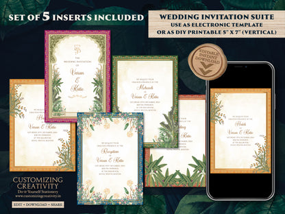 Digital Indian Wedding invite as Indian wedding card, Indian wedding invitation as Hindu wedding cards, Digtial Hindu Wedding Invitation