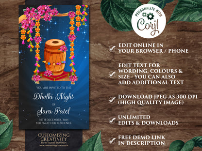 Mehndi invitations & Digital Dholki invite, Dholki invitations as Dholki cards, Pakistani wedding invitations as Muslim wedding invitations