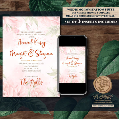 Punjabi Shaadi card Sikh Wedding invitation, Sikh wedding card & Punjabi Wedding invitation, Indian wedding invitation Sikh wedding invite