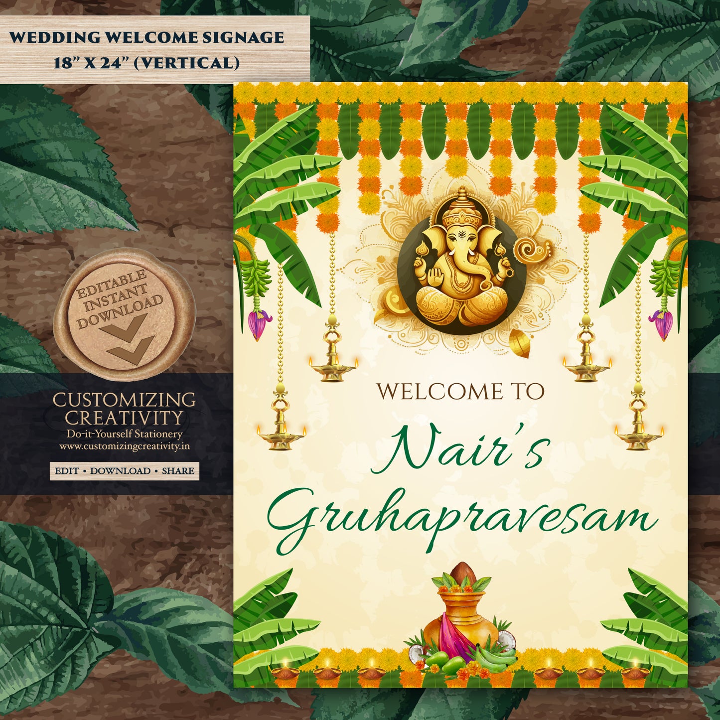 Gruhapravesham signs Indian Housewarming welcome signs, Gruhapravesam Welcome signs Indian Housewarming sign & Grihapravesh Welcome sign