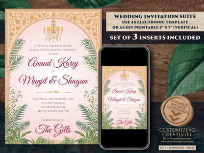 Punjabi wedding card Sikh Wedding invitation, Sikh wedding card & Punjabi Wedding invitation, Indian wedding invitation Sikh wedding invite