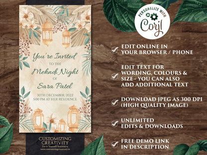 Mendhi invites as Mendhi invitations, Dholki invites as Dholki invitations, Muslim invitations, Digital Mehendi invites & Mehndi invitations