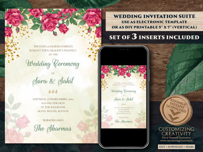 Hindu invitation & Hindu Wedding Invitation, Indian wedding card as Indian Wedding invite, Indian wedding invitation Wedding invite Indian
