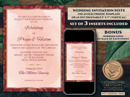 Indian Wedding invitations Pink as Wedding invitations Indian, Digital Indian Invites Electronic, Shaadi card Indian & Indian Wedding cards