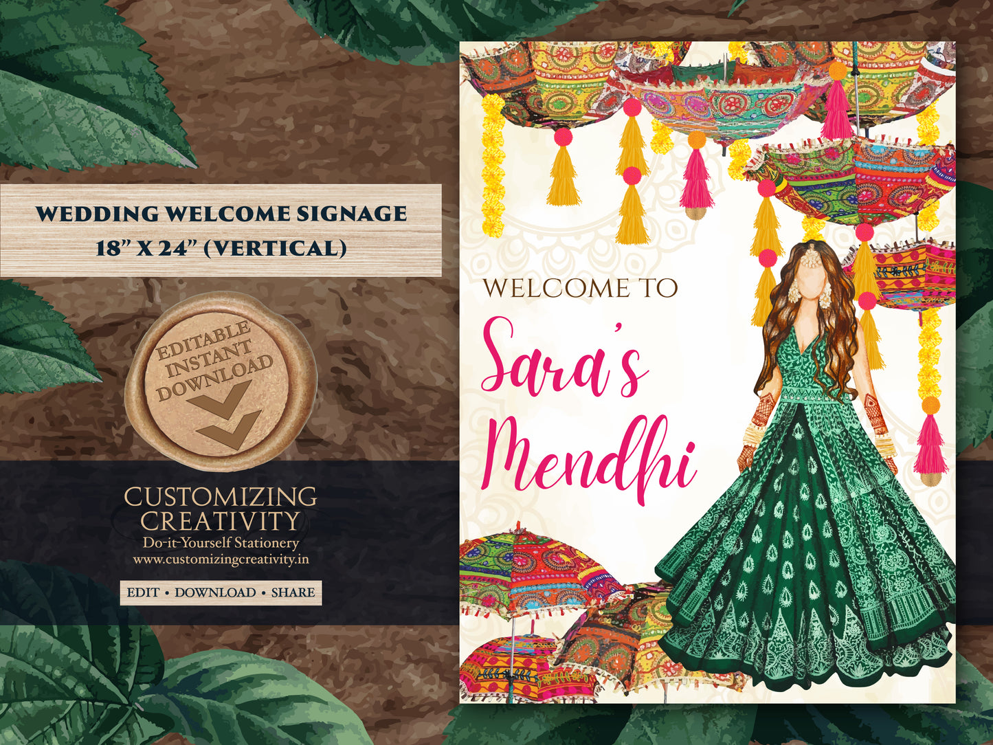 Mehndi Welcome signs & Mendhi decor sign Umbrella, Mehndi Signs as Mehndi poster, Mendhi Umbrella Desi decor as Mehendi signs, Mendhi signs
