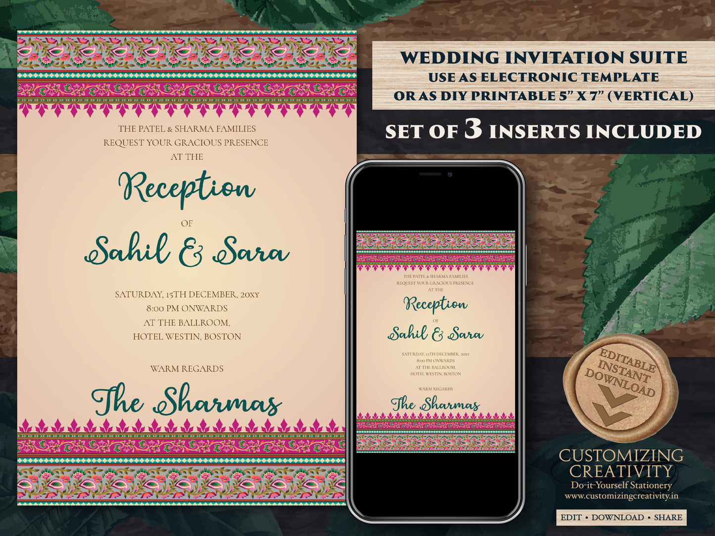 Digital Hindu Wedding cards & Indian wedding invitation, Indian wedding card as Hindu Wedding invite, Hindu Wedding Invitation Indian invite