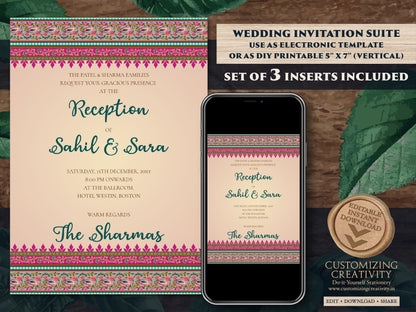 Digital Hindu Wedding cards & Indian wedding invitation, Indian wedding card as Hindu Wedding invite, Hindu Wedding Invitation Indian invite