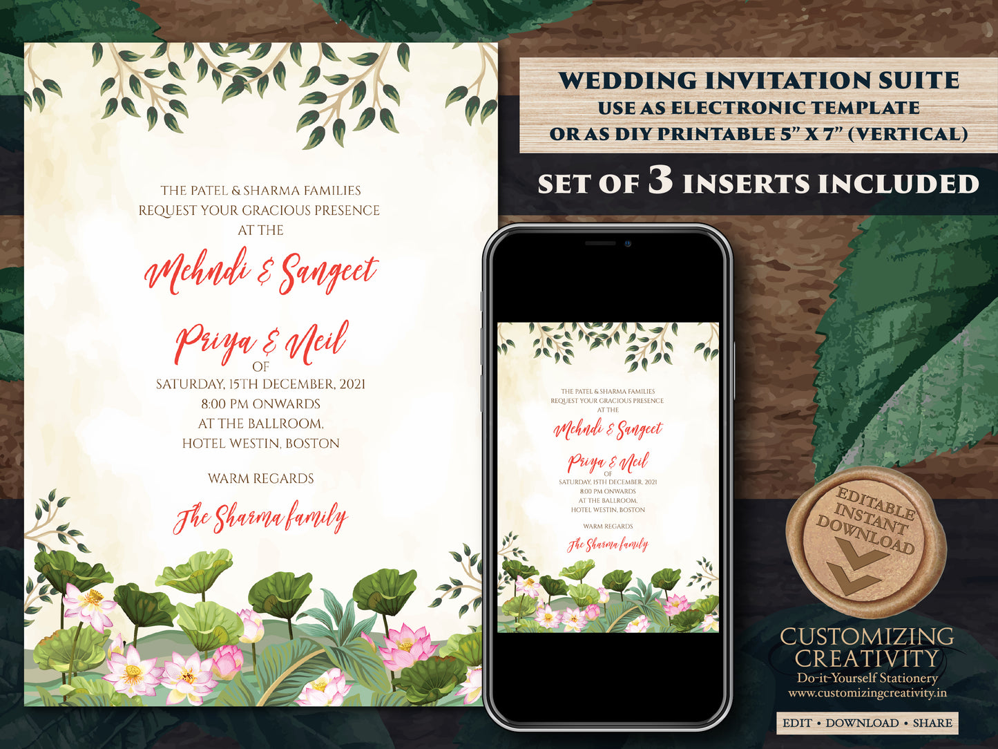 Digital Indian Wedding Invitations Hindu Wedding card Digital, Digital Hindu invitations & Indian Wedding invite, Indian wedding cards Hindu