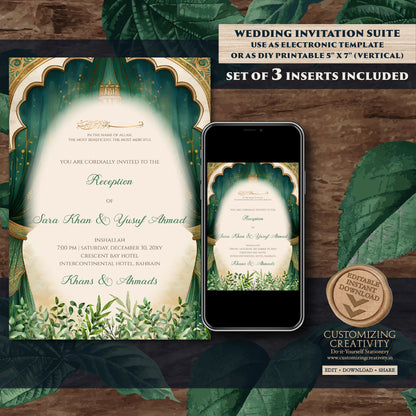 Digital Islamic Wedding Invitations & Muslim wedding cards, Muslim wedding Invitation Digital Nikkah invites as Digital Nikkah invitations