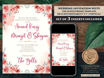 Punjabi wedding invitation Sikh wedding card, Sikh Wedding invitation & Punjabi Wedding card, Indian wedding invitation Sikh wedding invite