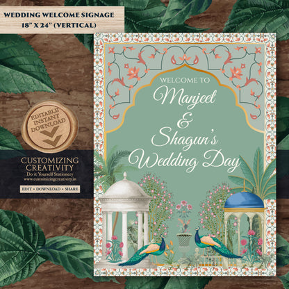 Indian Wedding Welcome sign Hindu Anand Karaj sign, Sikh Wedding sign & Punjabi Wedding Signs, Hindu Wedding Signs as Sikh Welcome signs
