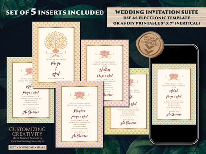 Indian Wedding Digital Invitation as Indian Wedding invitation card Hindu, Indian invite template & Indian invite, Hindu Wedding card Indian
