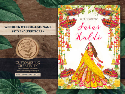 Haldi decor signs as Pithi signs, Haldi posters as Welcome to Haldi Signs & Haldi Welcome Signs, Wedding Haldi signs as Haldi decoration