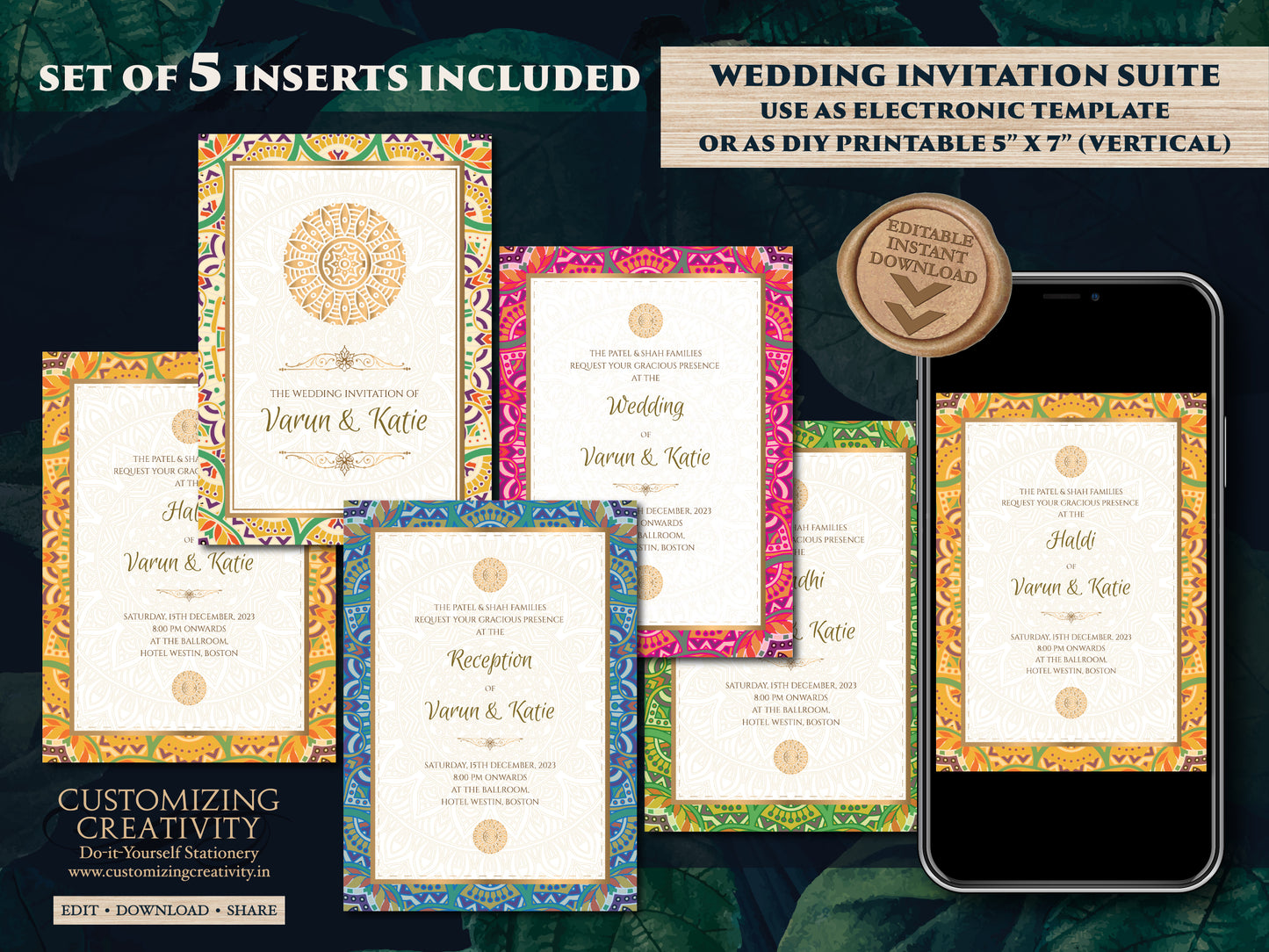 Indian Wedding Invitations as Hindu Wedding invite, Indian invitation Hindu wedding card, Gujarati Kankotri invites & Wedding invites Indian