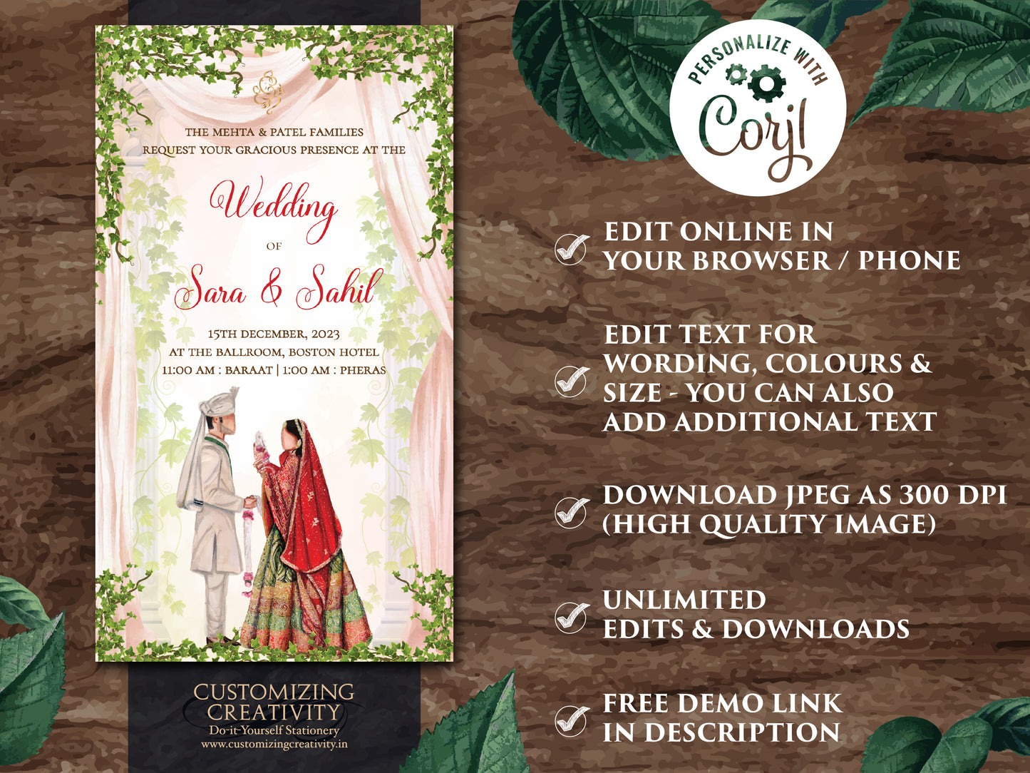 Indian Wedding invitations & Indian invitations, Digital Indian Wedding invites as Hindu Wedding invitations, Digital Hindu wedding invites
