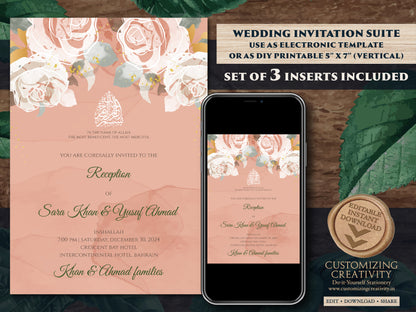 Muslim Invitations Pakistani Wedding cards, Digital Islamic wedding invitation & Digital Muslim wedding card Islamic as Digital Nikkah cards