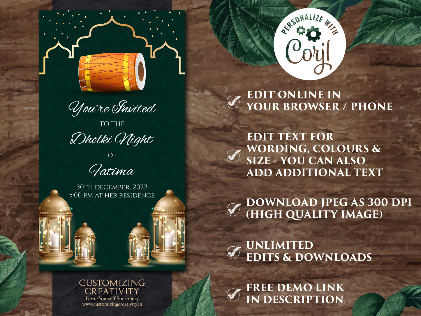 Dholki Invite Digital as Dholak night invitation Muslim, Pakistani Dholki invite electronic & Muslim Dholak invitation, Bridal Dholki invite