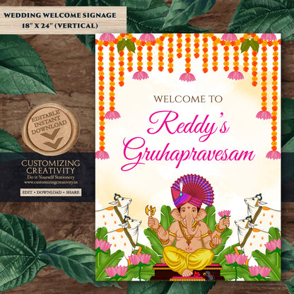 Gruhapravesam Welcome signs Indian Housewarming sign & Grihapravesh Welcome sign, Gruhapravesham signs Indian Housewarming welcome signs