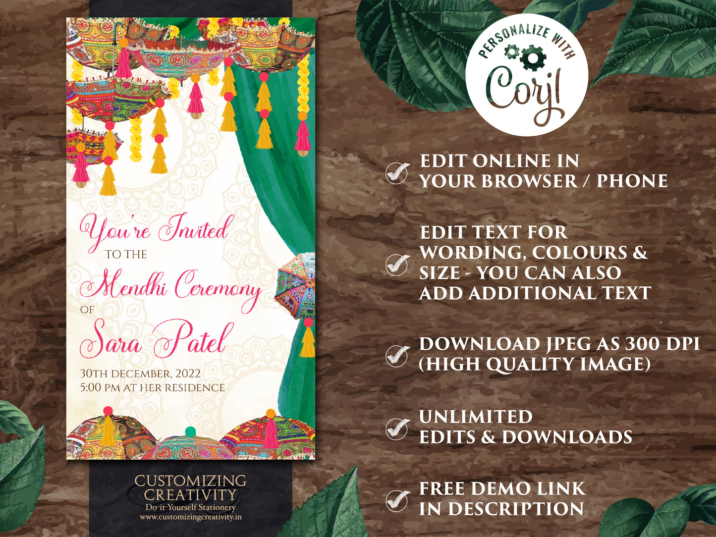 Mehndi invitations as Mendhi invites, Henna Party invites Mehndi Invites, Mendhi Night invites & Digital Mehndi invites, Mehendi invitations