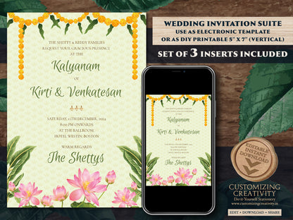 Telugu Wedding invites & Tamil wedding cards, South Indian Wedding invitation as Tamil Wedding invitations, Telugu Wedding invitation Indian