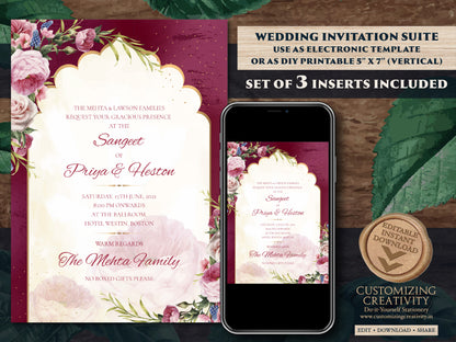 Peacock Wedding Invitation as Peacock invitations, Indian Invitation Jewel Tones & Indian Peacock invites, Indian Wedding invitations Hindu