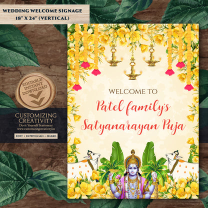 Satyanarayan Pooja sign Indian puja welcome sign, Satyanarayan Puja Welcome sign Indian welcome signs, Indian pooja signs Satyanarayan katha