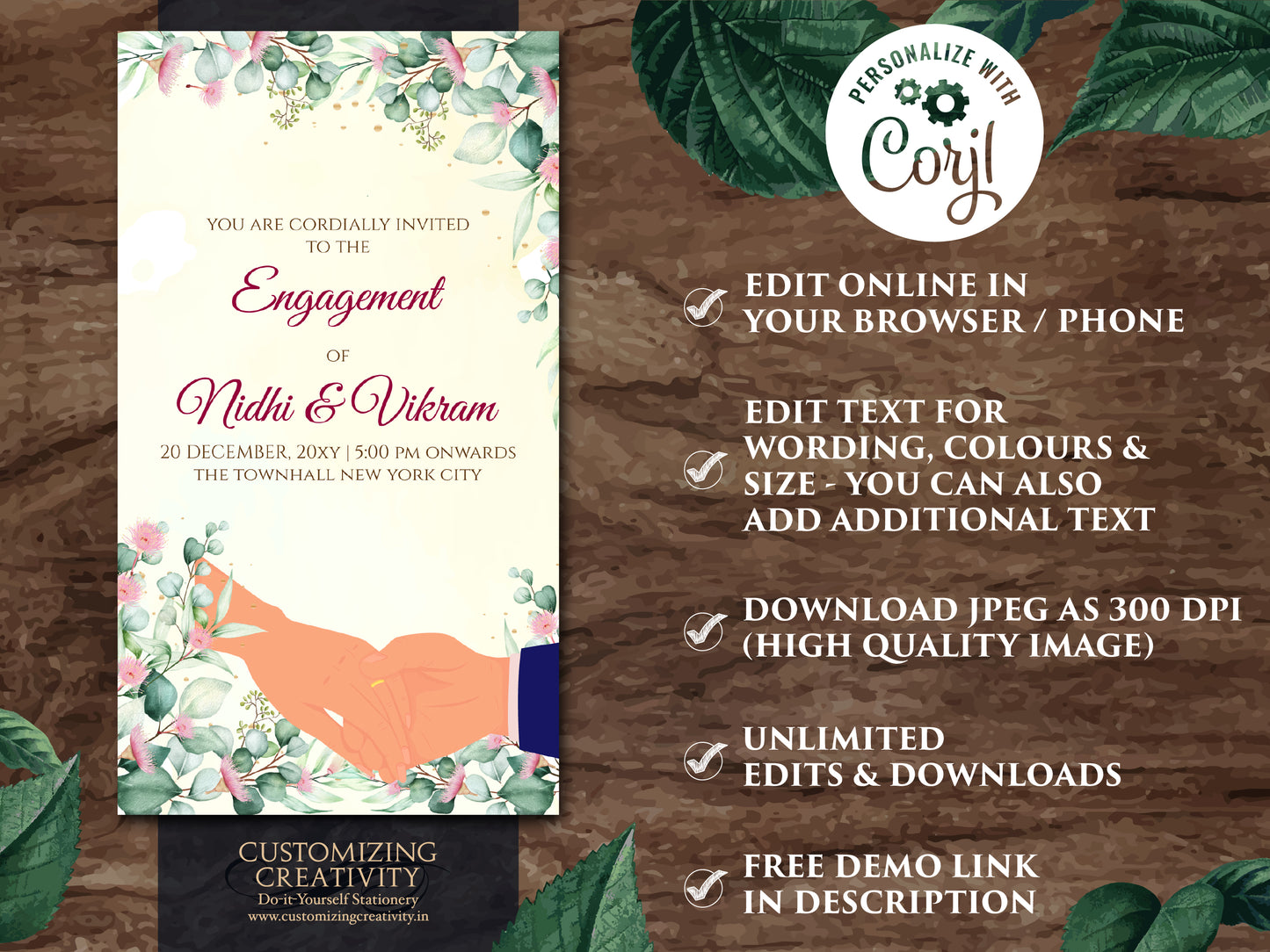 Indian Engagement invites Digital Roka Cards, Digital Engagement invitation & Ring Ceremony invite, Ring Ceremony invitation Engagement card