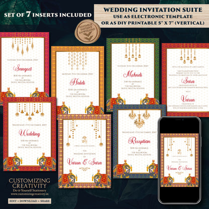 Gujarati Kankotri Indian wedding invitation, Hindu wedding invite as Digital Hindu Wedding card, Hindu wedding invitation Indian wedding