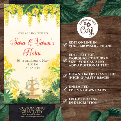 Digital Haldi invitations Haldi invites, Mayoun invitations & Mehndi invitations, Digital Mayoun invites as Dholki invitations Mehndi invite