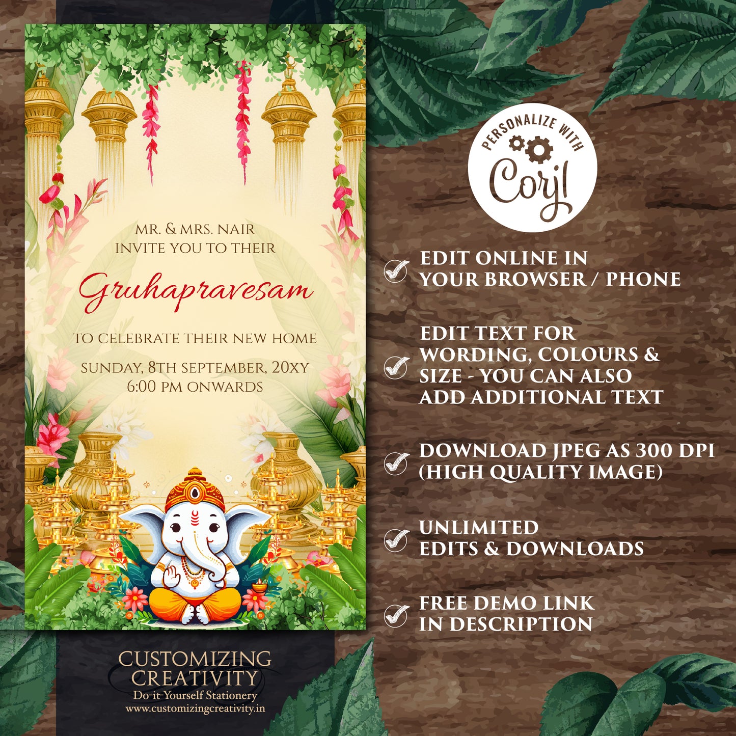 Tamil Housewarming invite Digital Indian Housewarming invitation, Gruhapravesham invite & Gruhapravesam invite Grihapravesh invitate Telugu