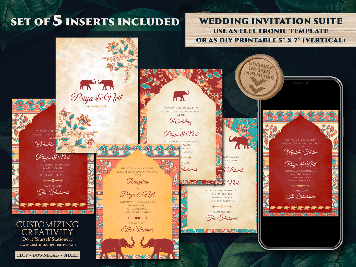 Elephant Wedding invites Sikh & Elephant invitations Indian, Sikh invitations Anand Karaj Wedding cards as Indian Wedding cards Elephants