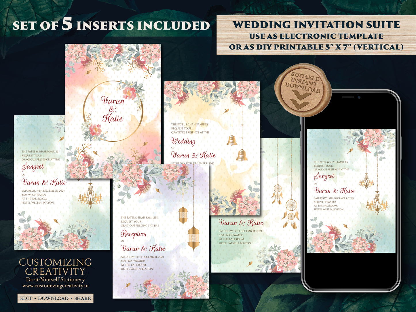 Hindu invitation & Hindu Wedding Invitation, Indian wedding card as Indian Wedding invite, Indian wedding invitation Wedding invite Indian