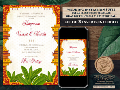 Tamil Wedding cards as Tamil wedding invitation, South Indian Wedding invitation & Tamil Wedding invite, Telugu Wedding invitation Indian