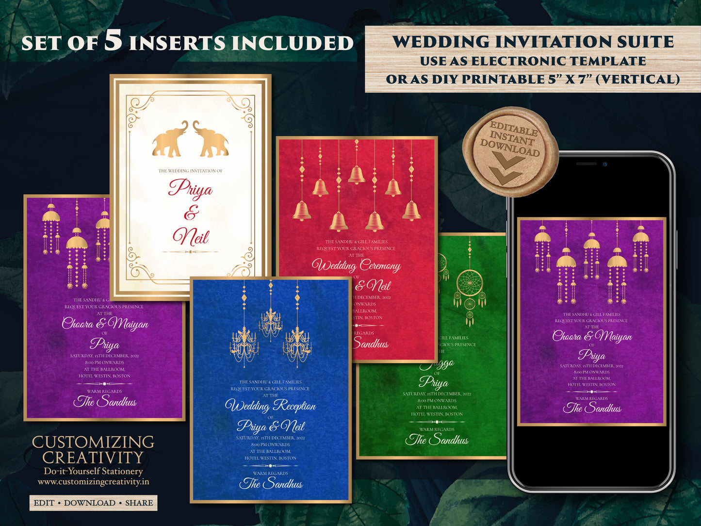 Hindu invitations Indian Wedding card Hindu & Hindu Wedding Digital Invite, Indian Wedding invitation cards Hindu as Hindu invite templates