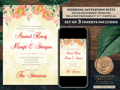 Sikh wedding cards Anand Karaj invitations, Punjabi wedding cards & Sikh wedding invitations, Punjabi invitations as Anand Karaj invites