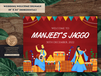 Jago signs Welcome Board as Dholki Decor sign, Jaggo Night signs & Jago Signs for Boy, Jaggo Welcome Signs as Punjabi Wedding Decor signages