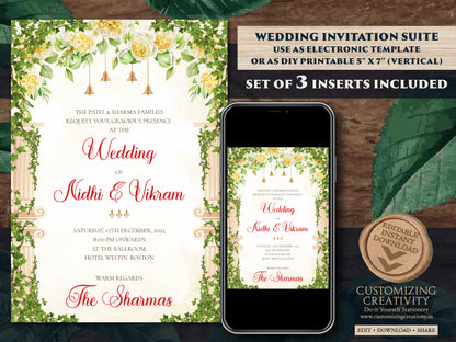 Hindu wedding invitation & Indian Wedding invite, Hindu Wedding cards as Hindu invitation, Indian wedding card as Hindu Wedding invite