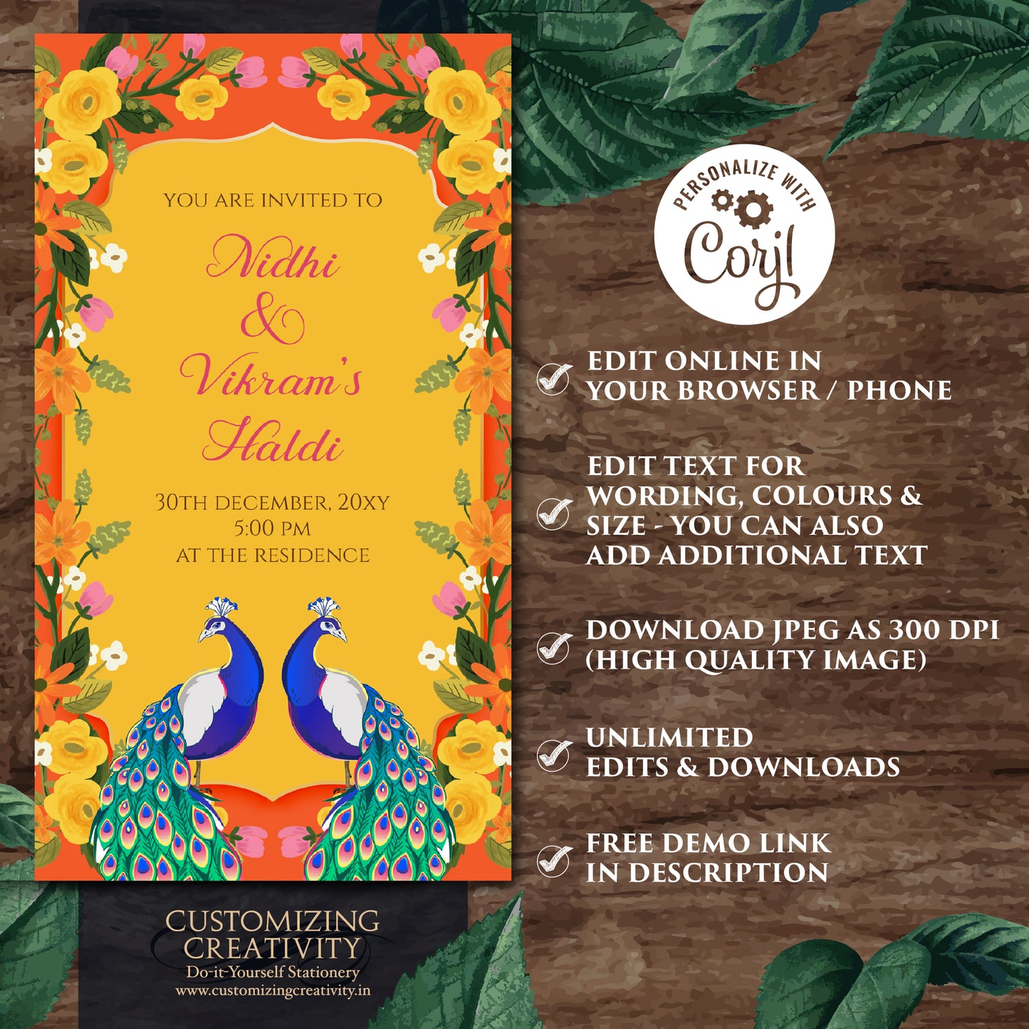 Digital Haldi invites Mehndi invitations, Haldi invitations & Mayoun invitations, Digital Mayoun invites as Dholki invitations Mehndi invite