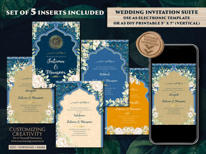 Muslim Wedding Invitation Islamic & Nikkah Invitation, Walima Wedding Invitation as Digital Nikah Invite, Muslim Wedding invite Pakistani