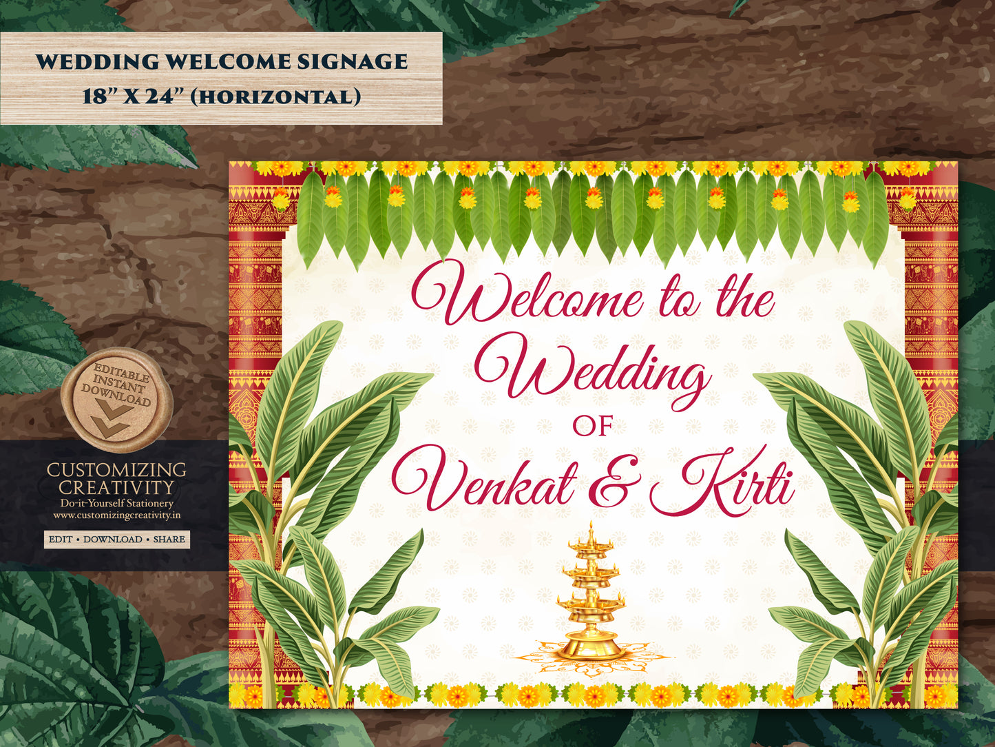 Kalyanam Welcome signs, Indian Welcome Tamil sign & Welcome South Indian signs as Welcome Telugu Wedding signs, South Indian Wedding Signs