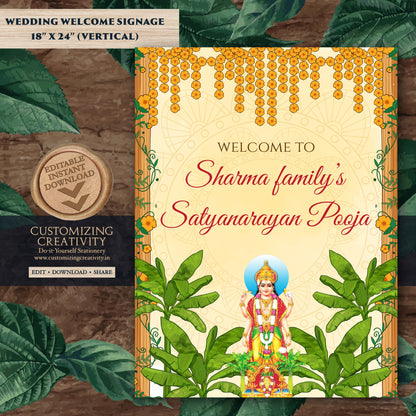 Satyanarayan Puja Indian pooja welcome signs, Satyanarayan Pooja Welcome sign Indian welcome signs, Indian puja signs Satyanarayan katha
