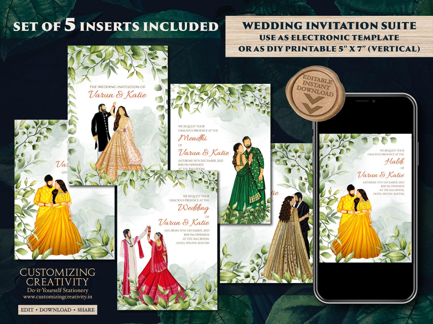 Indian Wedding Invitations & Indian wedding cards, Indian invitations as Indian Wedding invite, Hindu wedding cards as Hindu Wedding invites